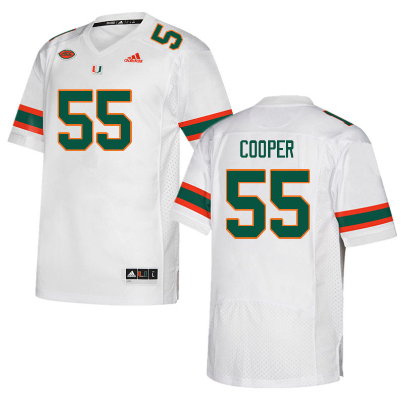 Men #55 Anez Cooper Miami Hurricanes College Football Jerseys Sale-White